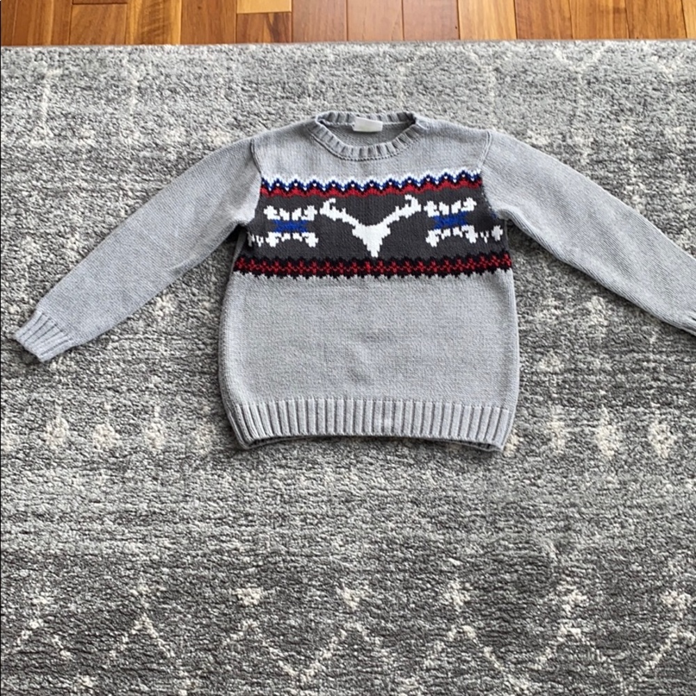 Mid-weight boy grey (gray) white sweater